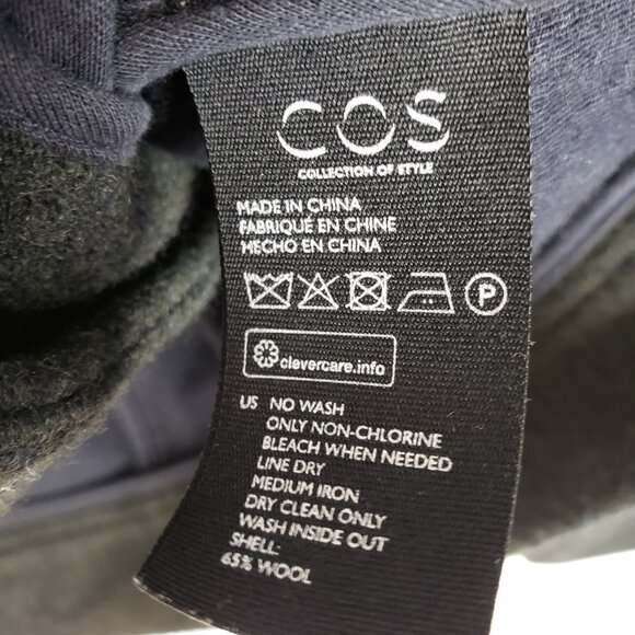 COS Boiled Wool Jacket Shacket Dark Gray/ Black Snap Buttons size S Minimalist - Picture 11 of 14